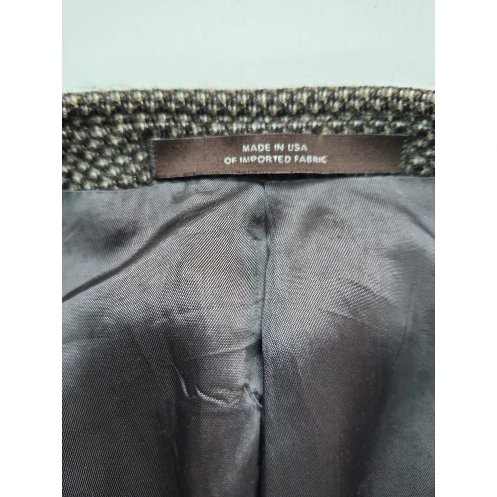 Joseph Abboud Mens Wool Sports Coat 43L Brown Gray USA 3 Button Blazer H701